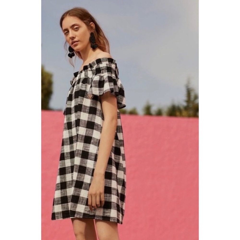 Corey Lynn calter gingham offshoulder dress size extra small